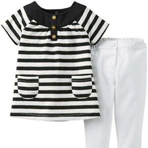 Carter’s 2 Pc Black and White Stripe Pant Set-6 Mo